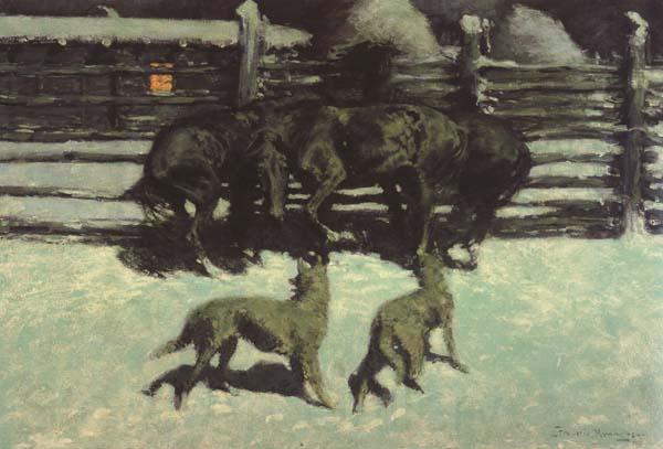 Frederic Remington The Call for Help (mk43) Norge oil painting art